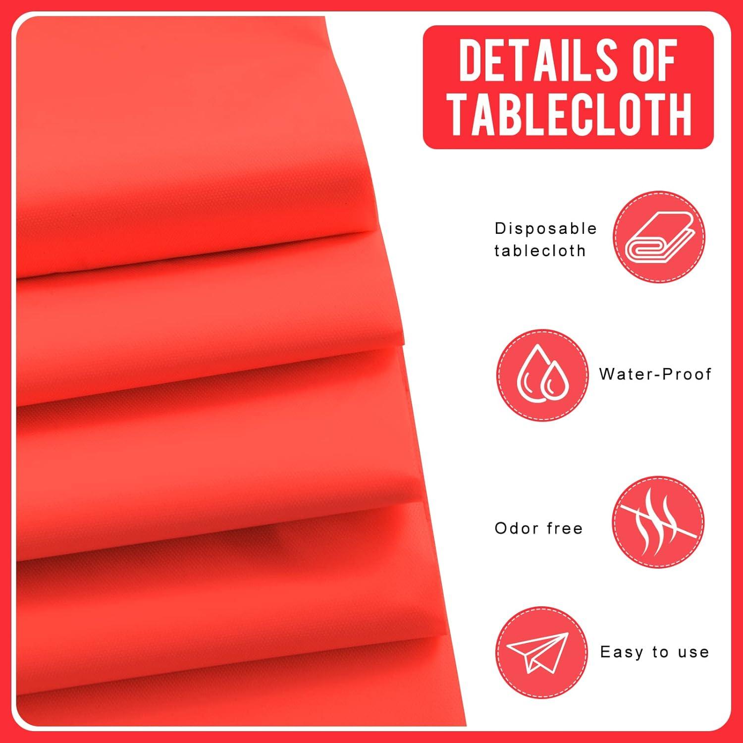 Crown Display Premium Quality Plastic Tablecloth 84 Inch. Round- Red- 6 Packs