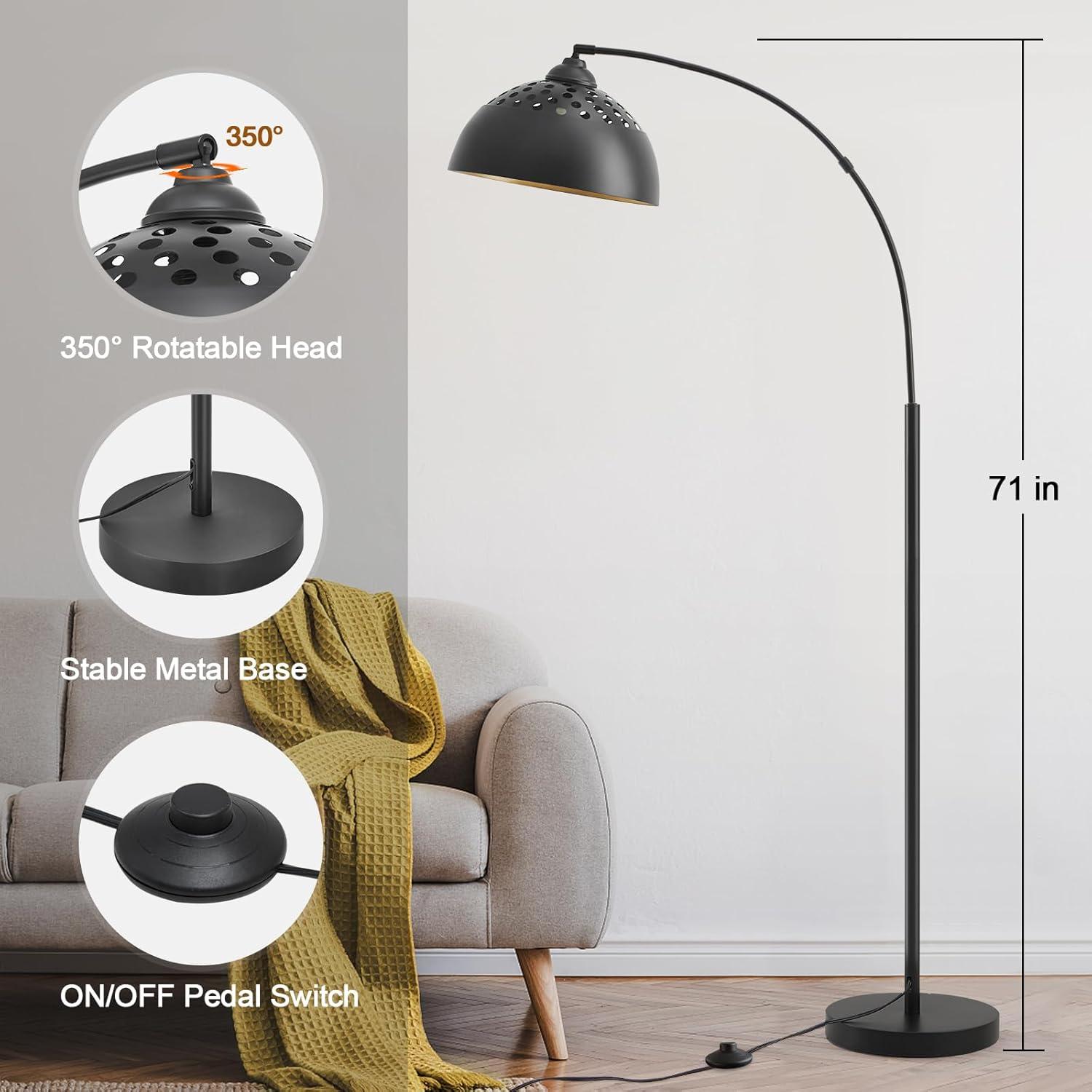 Mercer41 Vondal Arc Floor Lamps for Living Room Lighting, Modern Arched Lamp with Foot Switch