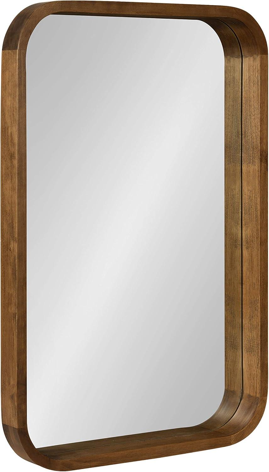 20" x 30" Hutton Wood Framed Rectangle Decorative Wall Mirror Rustic Brown - Kate & Laurel All Things Decor