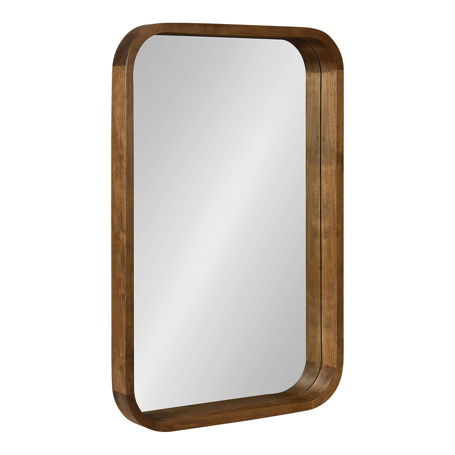 Kate & Laurel All Things Decor 20" x 30" Hutton Wood Framed Rectangle Decorative Wall Mirror Rustic Brown : Poplar, Modern Design
