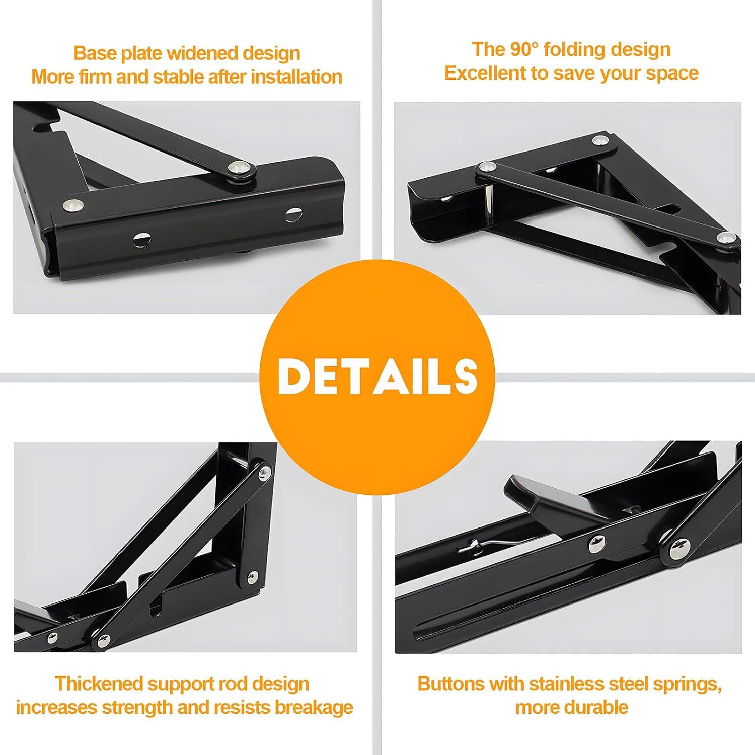 Heavy Duty Black Metal Folding Shelf Brackets