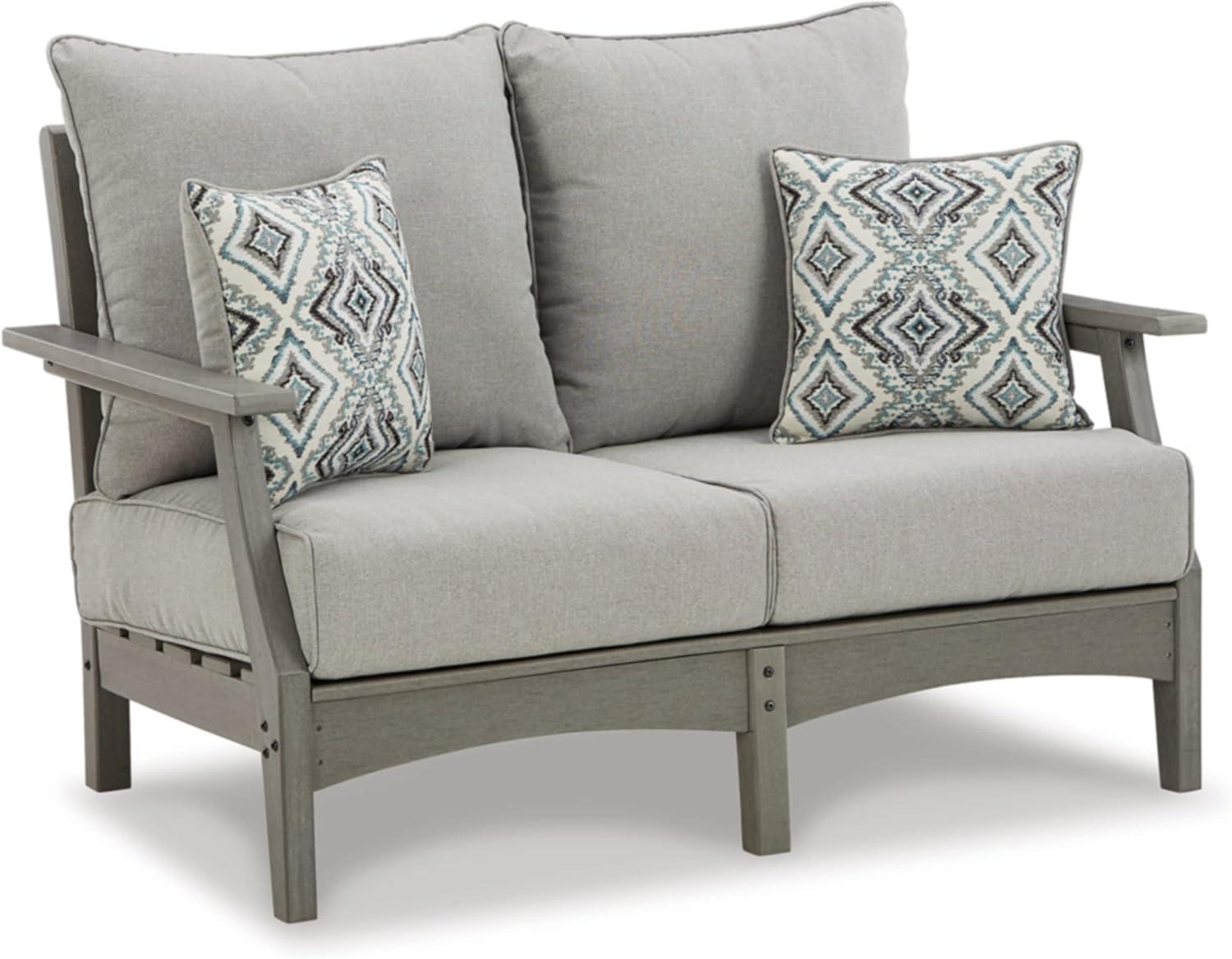 Transitional Gray 54" Stationary Outdoor Loveseat with Cushions