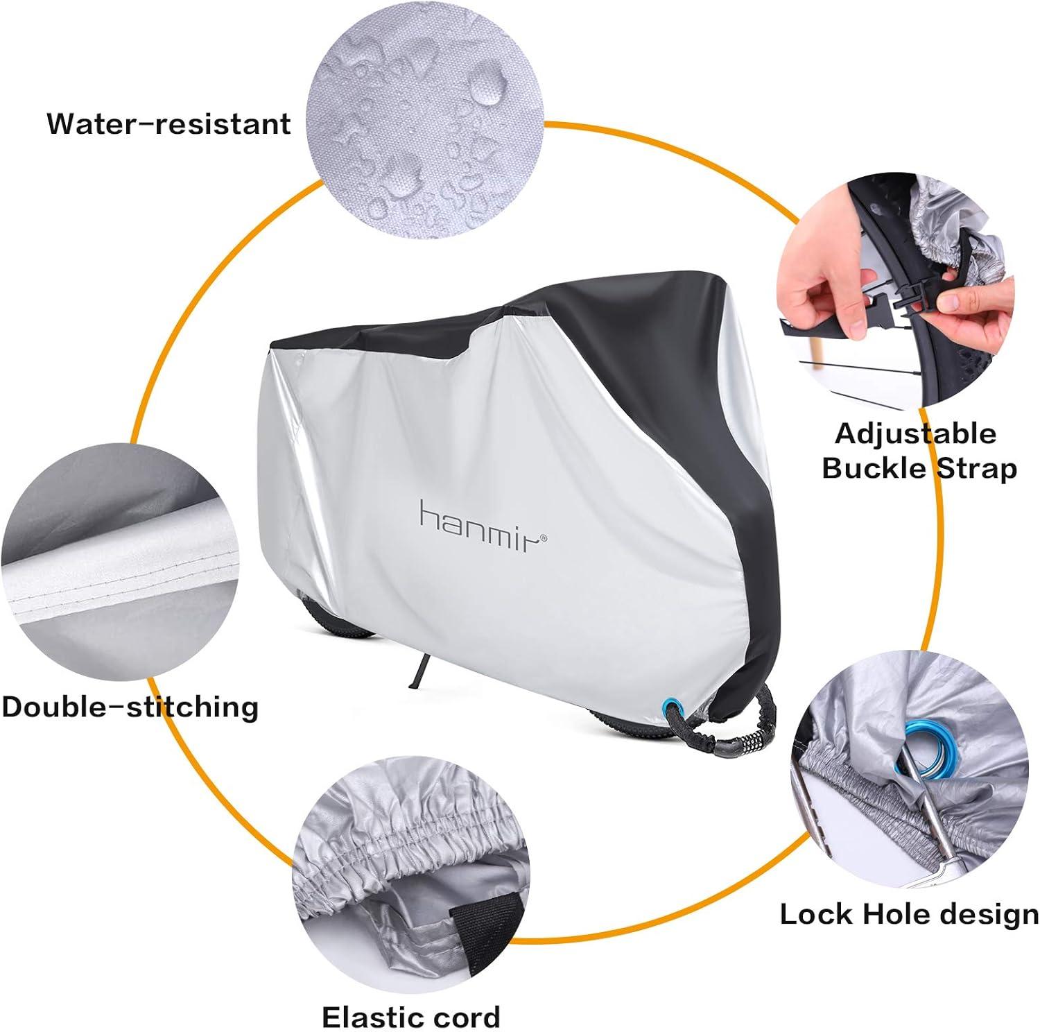 Bike Cover,Waterproof Outdoor Bicycle Cover Anti Dust Rain Snow UV, Bike Rain Cover for Mountain, Road & Heavy Duty Bikes with Lock Holes & Storage Bag