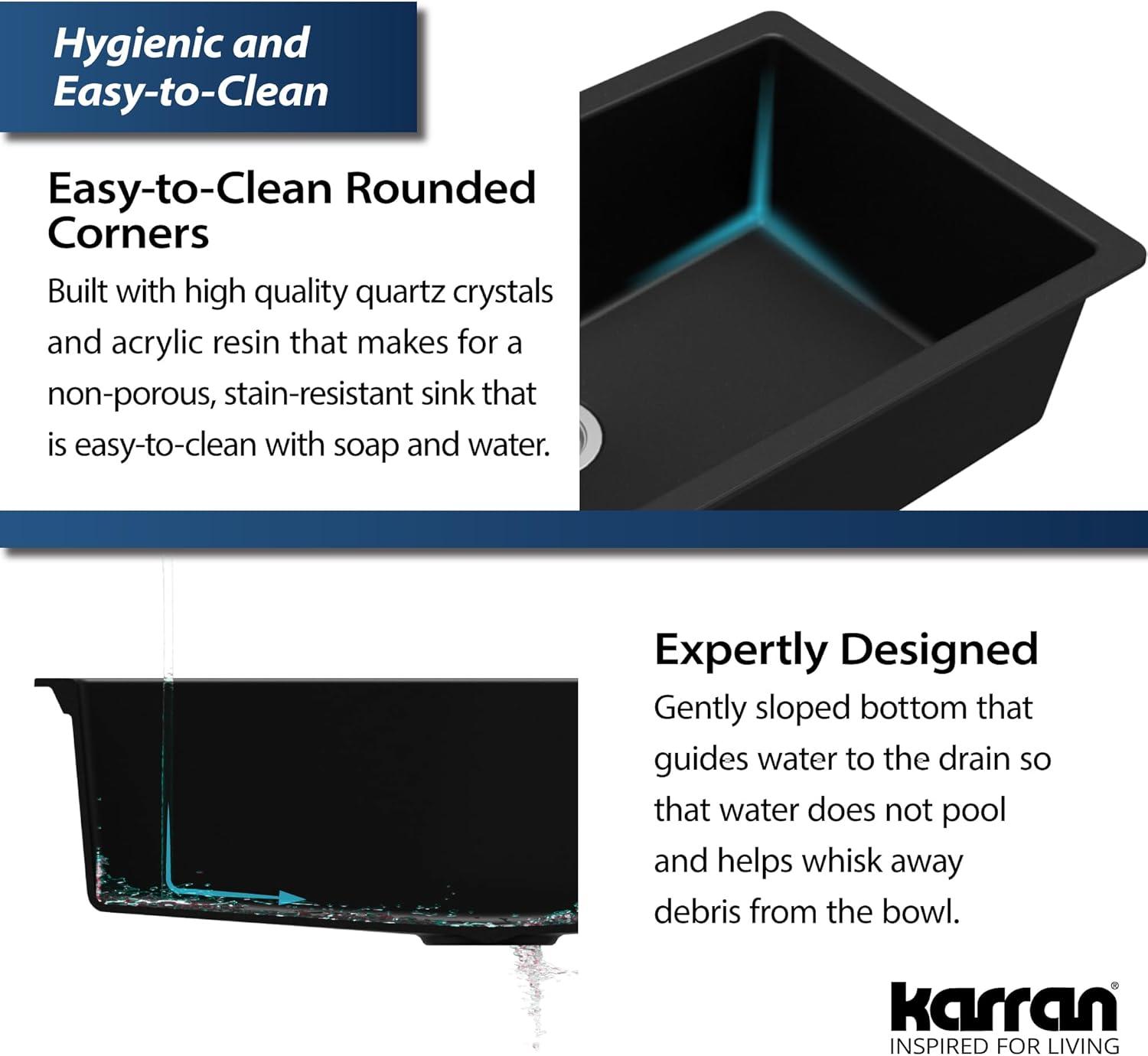 Karran Quartz 32-1/4'' X 19-1/4'' Large Single Bowl Undermount Kitchen Sink