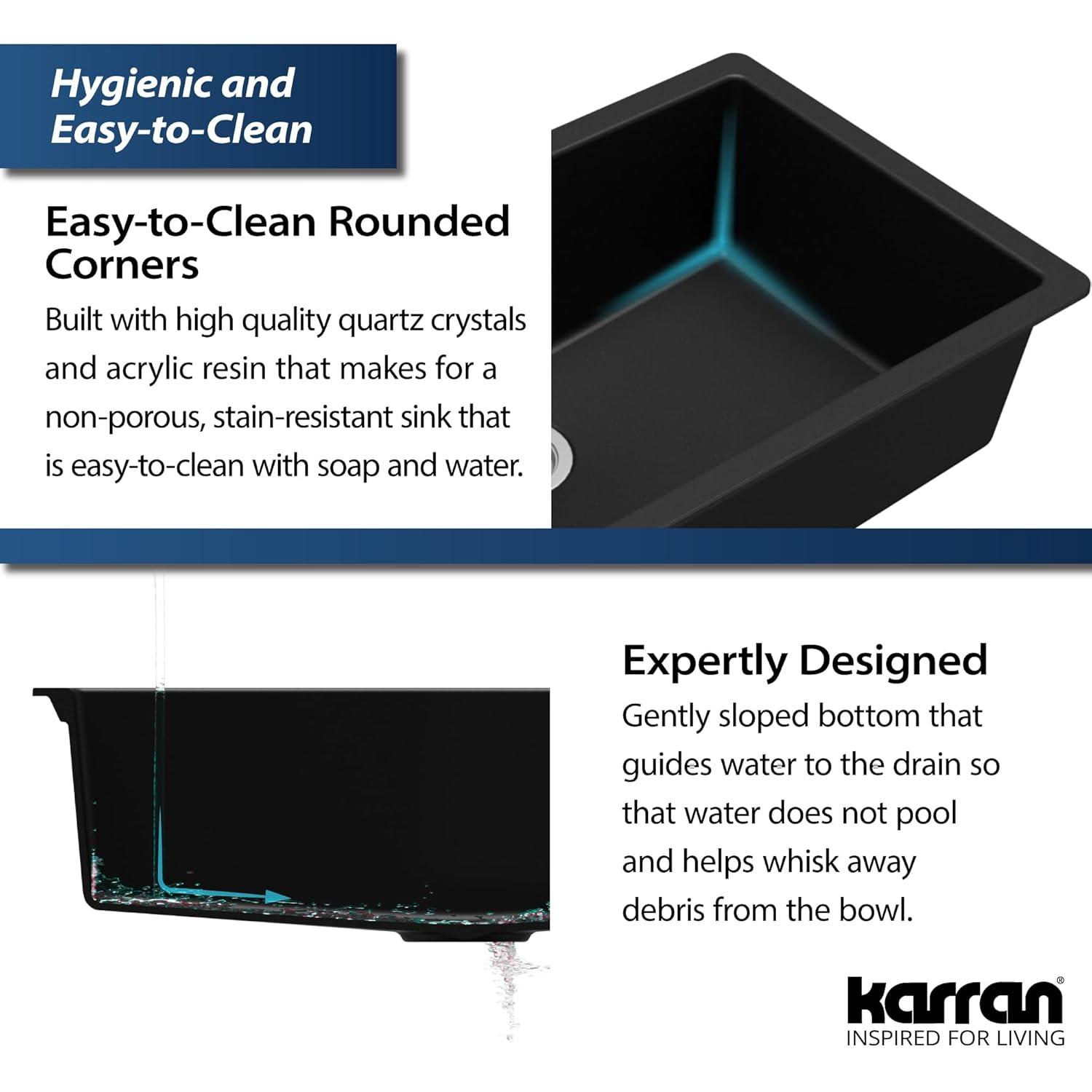 Karran Quartz 32-1/4'' X 19-1/4'' Large Single Bowl Undermount Kitchen Sink