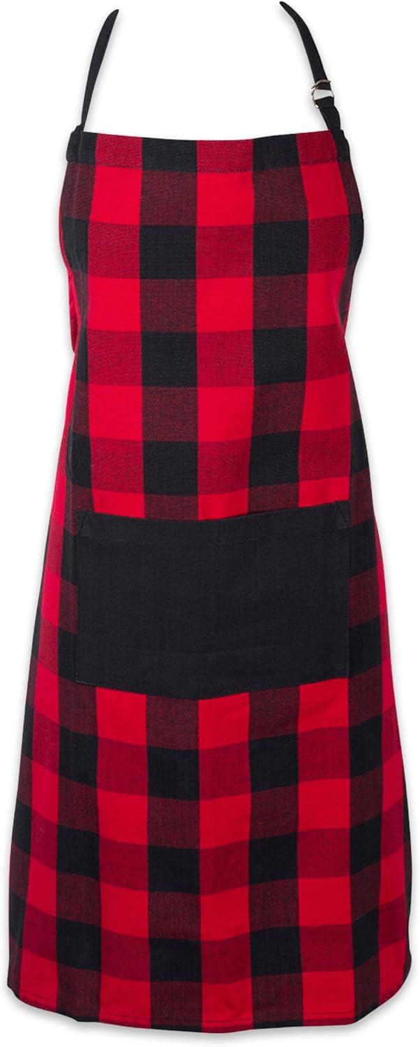 Red and Black Buffalo Check Cotton Chef Apron with Pocket