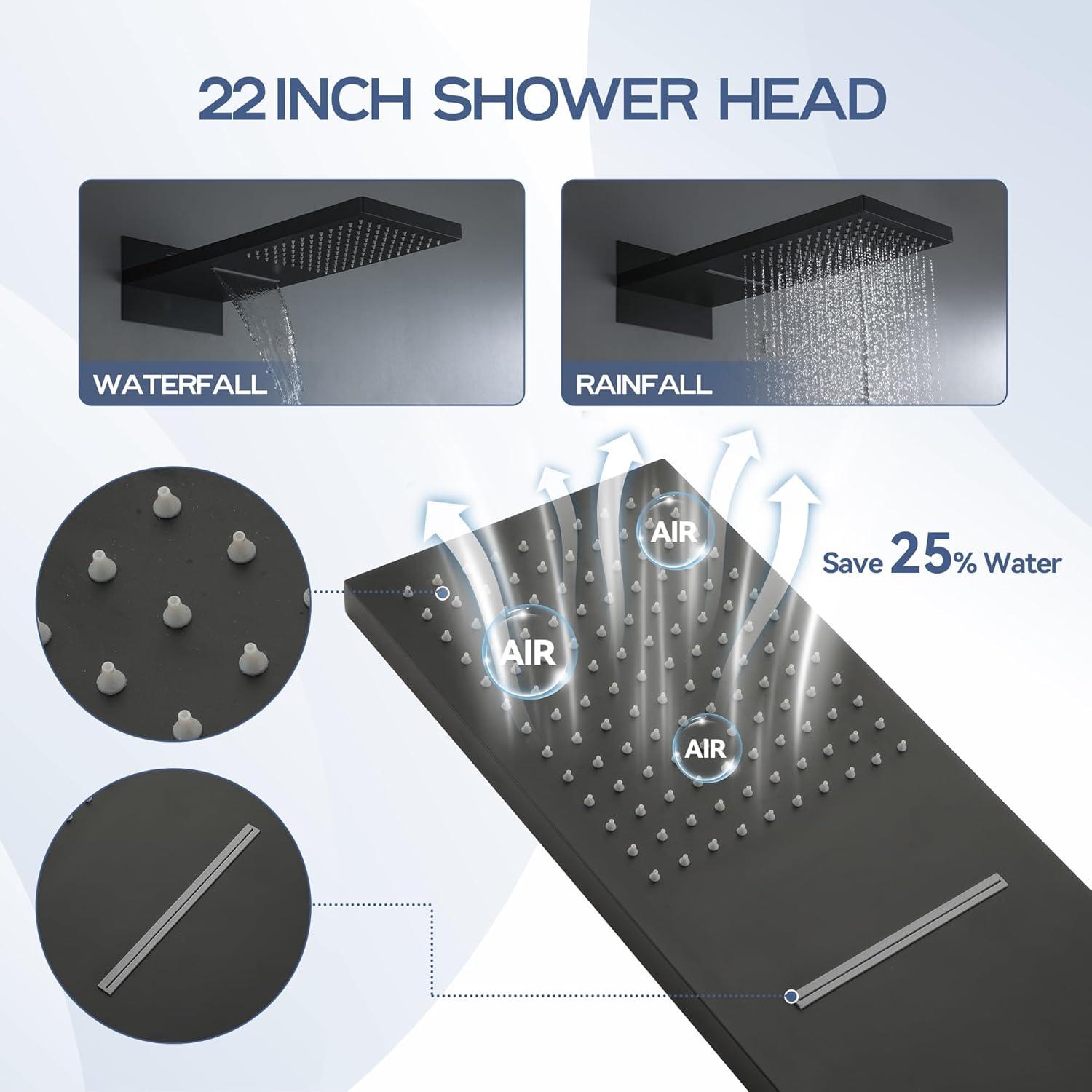 Cascade Bliss Luxury Complete Shower System with Rough-in Valve