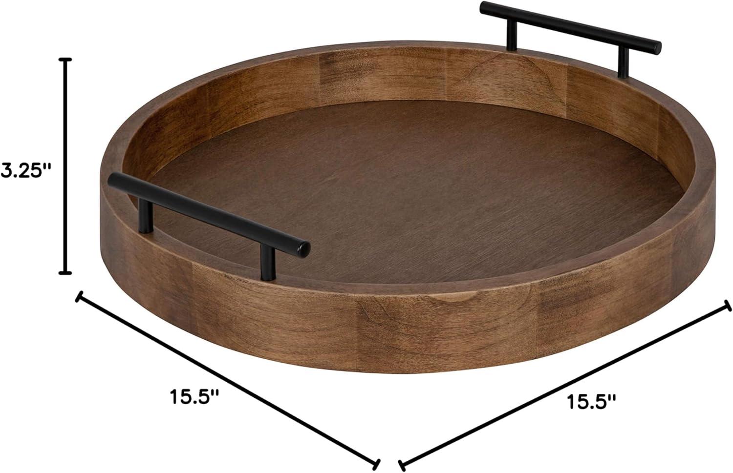 Kate and Laurel Lipton Tray, 15.5" Diameter, Rustic Brown