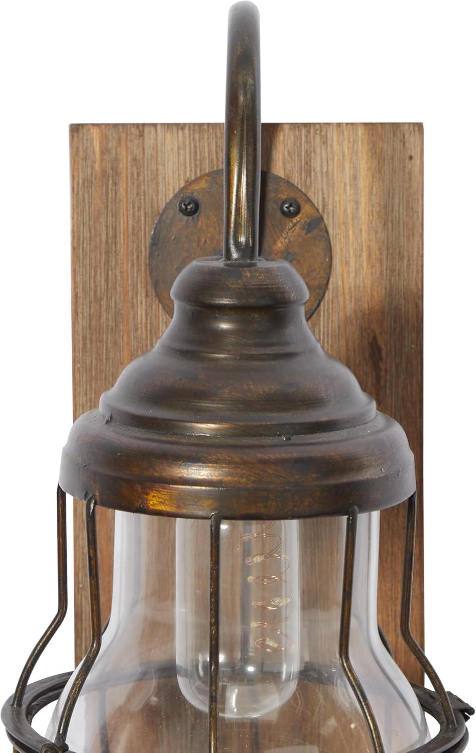 DecMode 17" Battery Operated Brown Accent Lamp with Clear Glass Shade