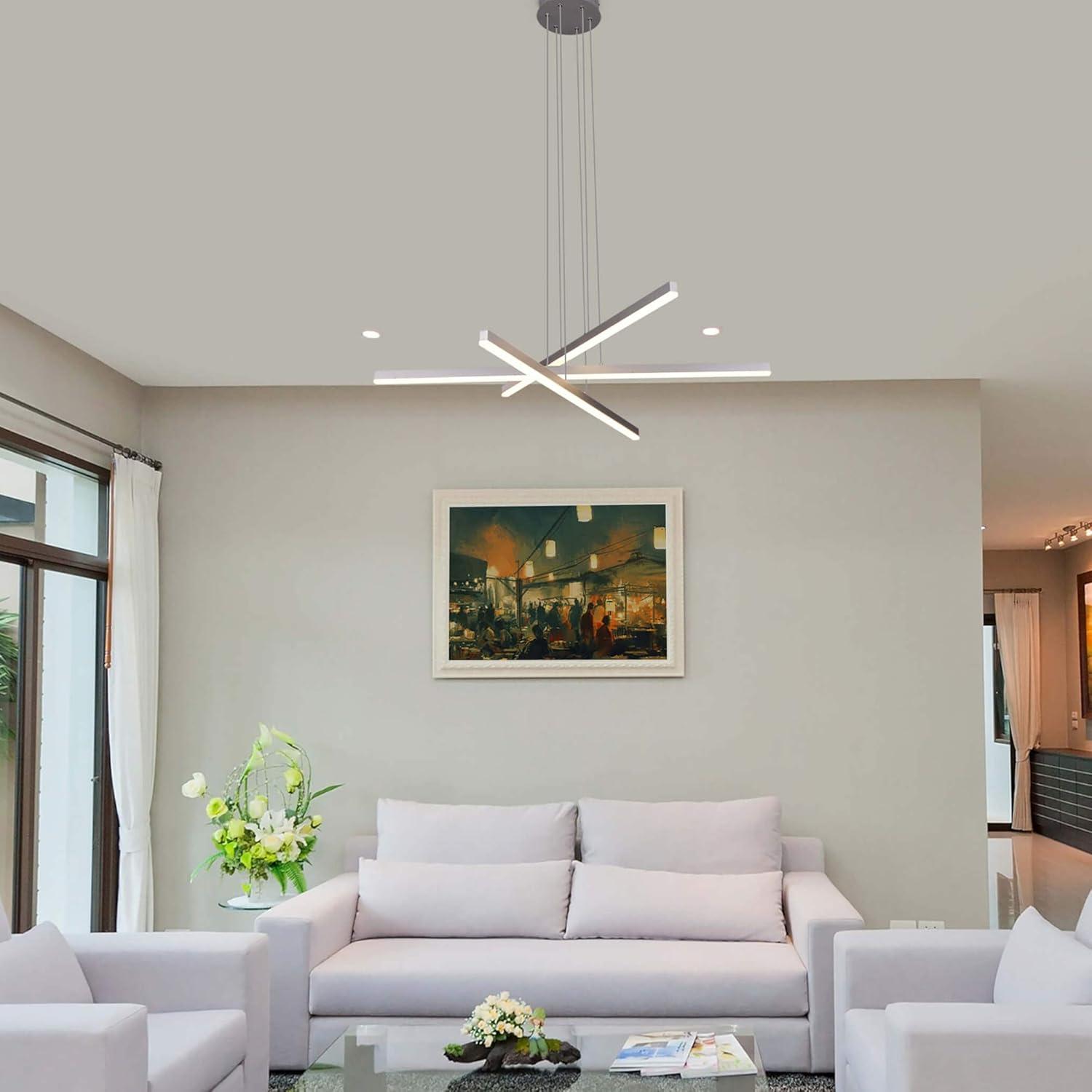 Sirius 40" Silver Aluminum Integrated LED Adjustable Pendant