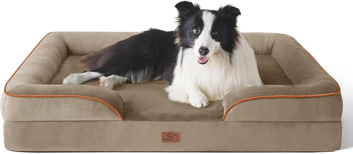Orthopedic Dog Bed For Large Dogs - Big Washable Calming Dog Sofa Beds Large, Supportive Foam Pet Couch Bed With Removable Washable Cover, Waterproof Lining And Nonskid Bottom