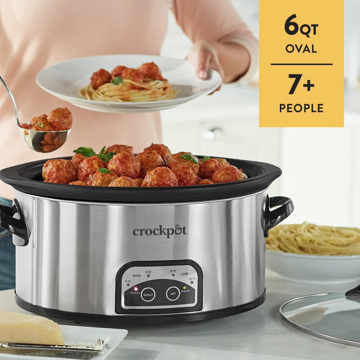 6-Quart Stainless Steel Programmable Slow Cooker with Timer