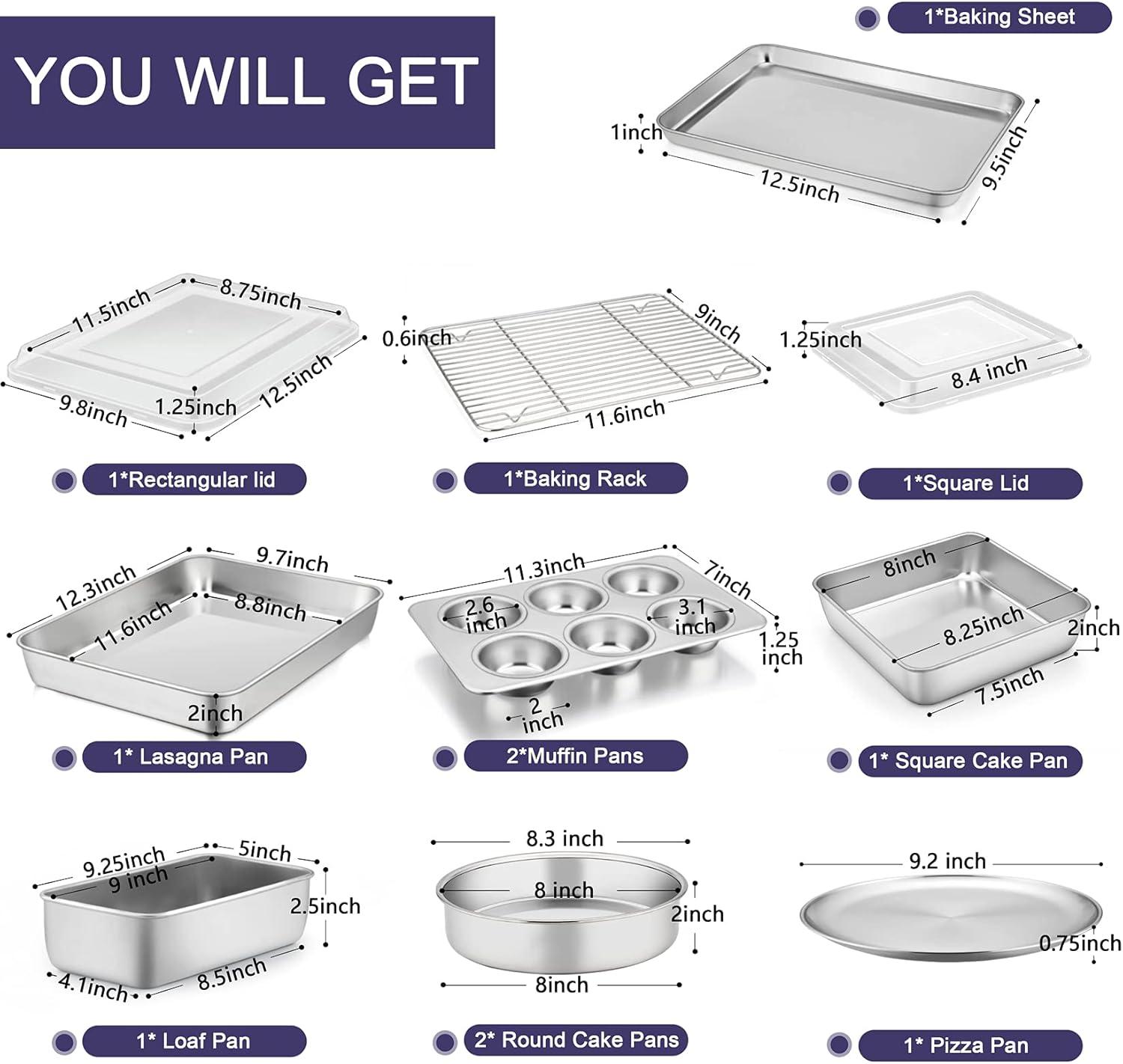 BOPWAY 12-Piece Stainless Steel Baking Pan Set