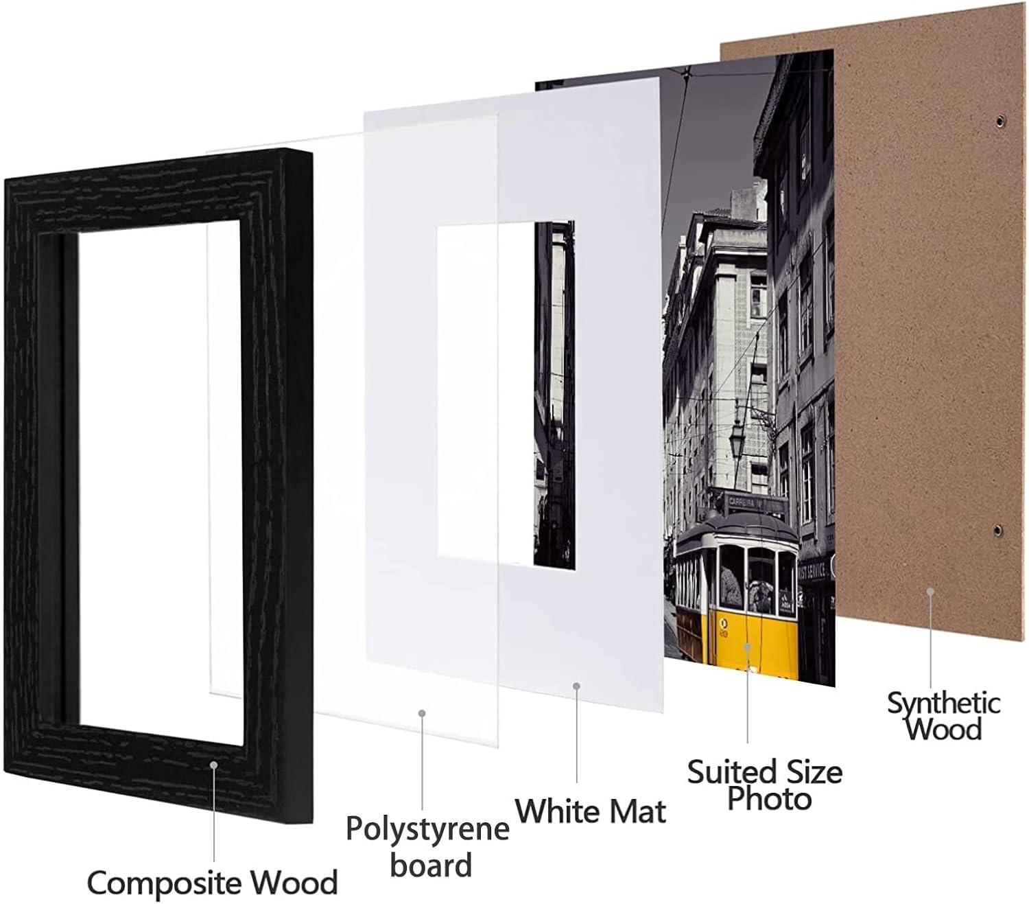 Black 5x7 Picture Frame Set with High Definition Glass