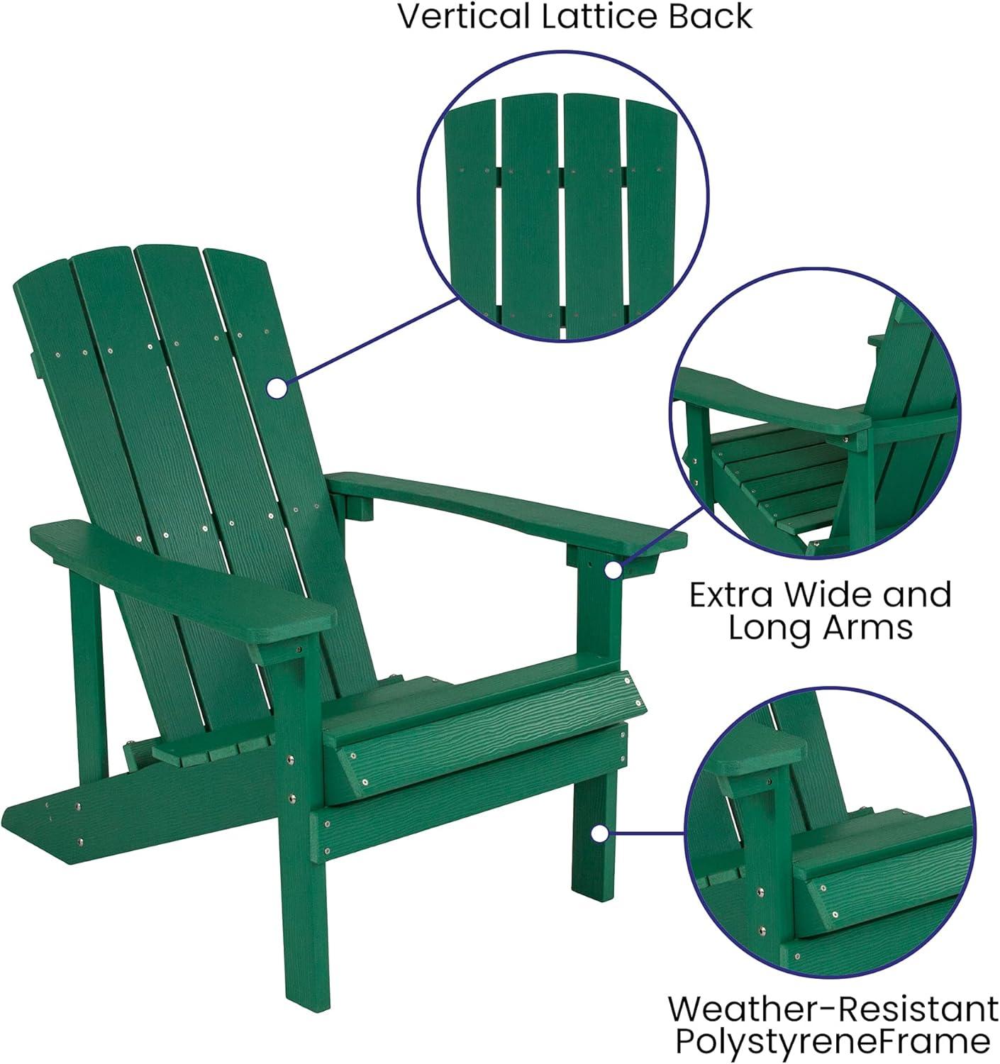 Flash Furniture Set of 2 Charlestown All-Weather Poly Resin Wood Adirondack Chairs