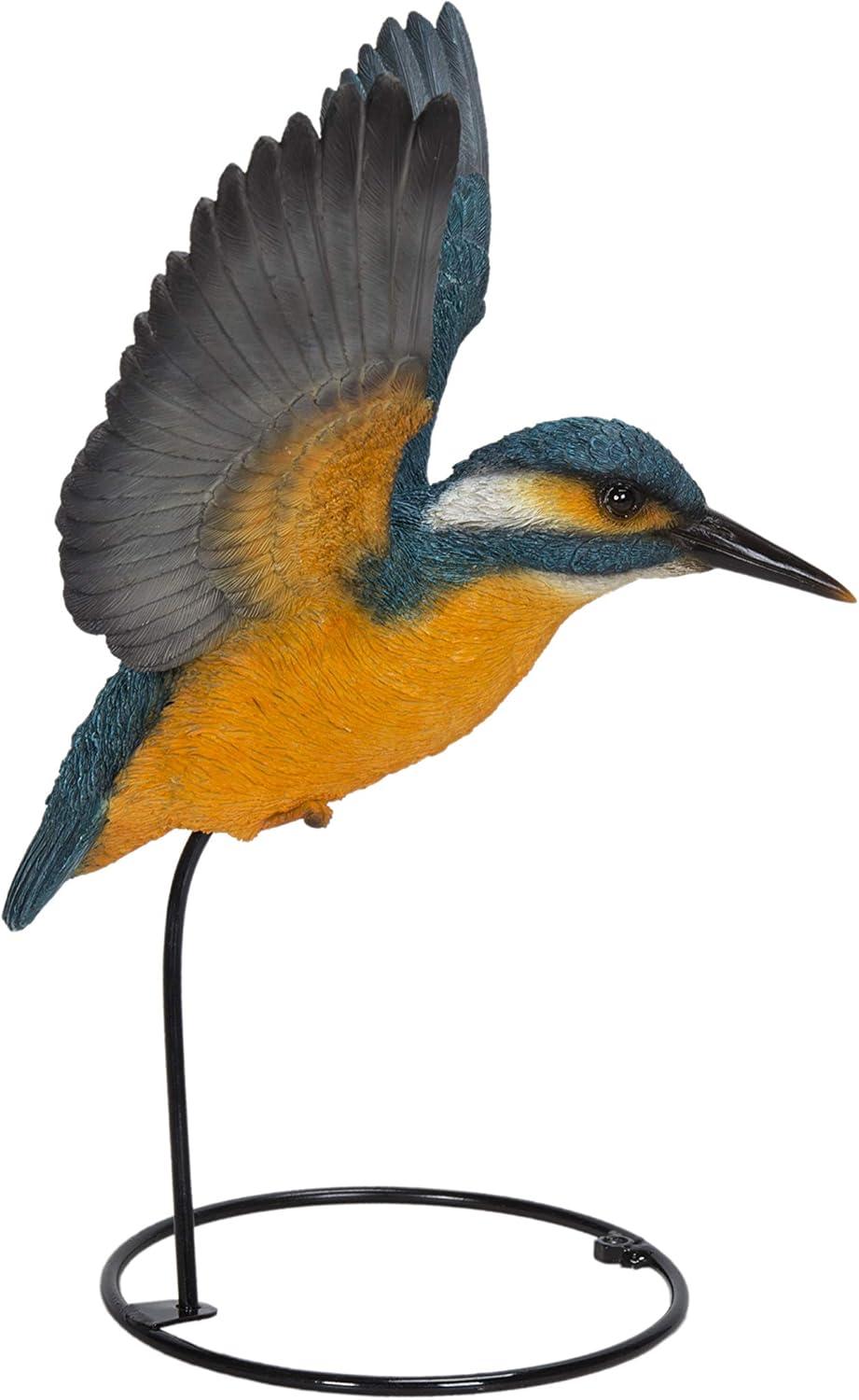 11” Gray and Yellow Flying-Off Kingfisher Indoor or Outdoor Statue Decoration