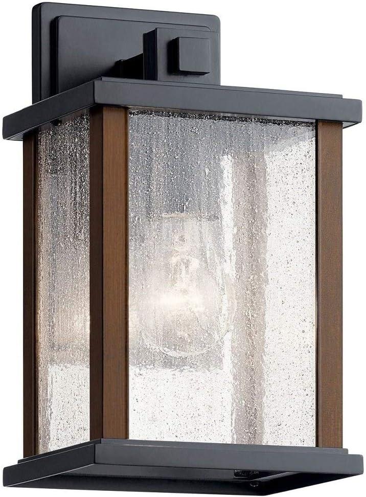 Marimount 11" 1 Light Outdoor Wall Light with Clear Ribbed Glass in Black