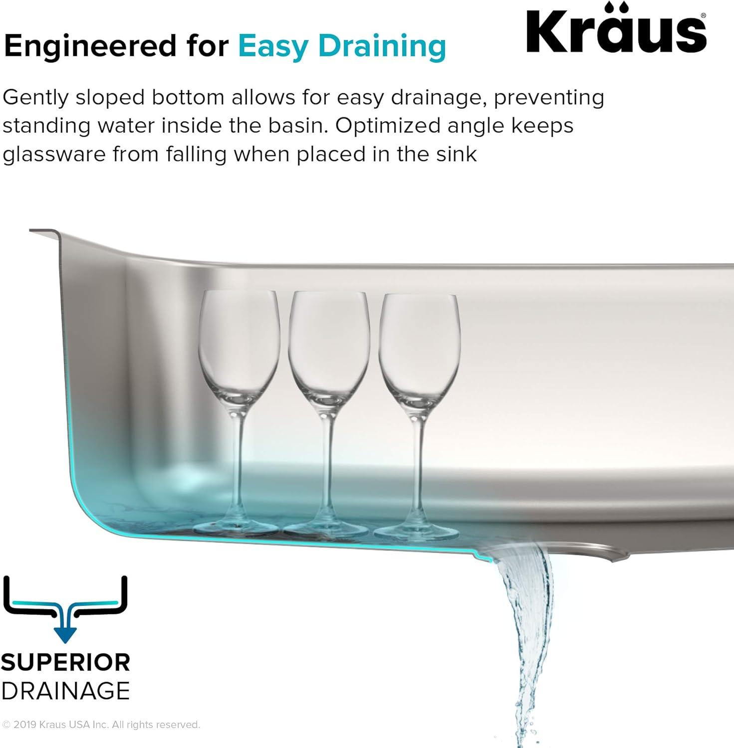 KRAUS Premier 32-inch L 16 Gauge Undermount 50/50 Double Bowl Stainless Steel Kitchen Sink