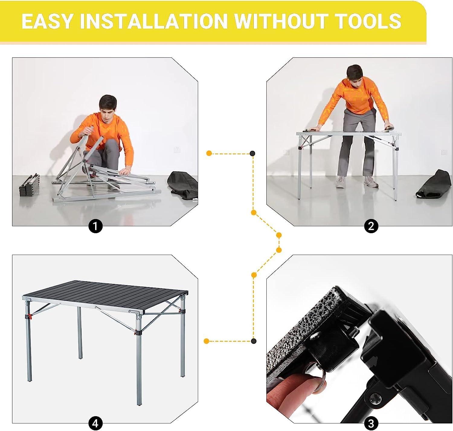 KingCamp 42" Aluminum Folding Camping Table with Carry Bag