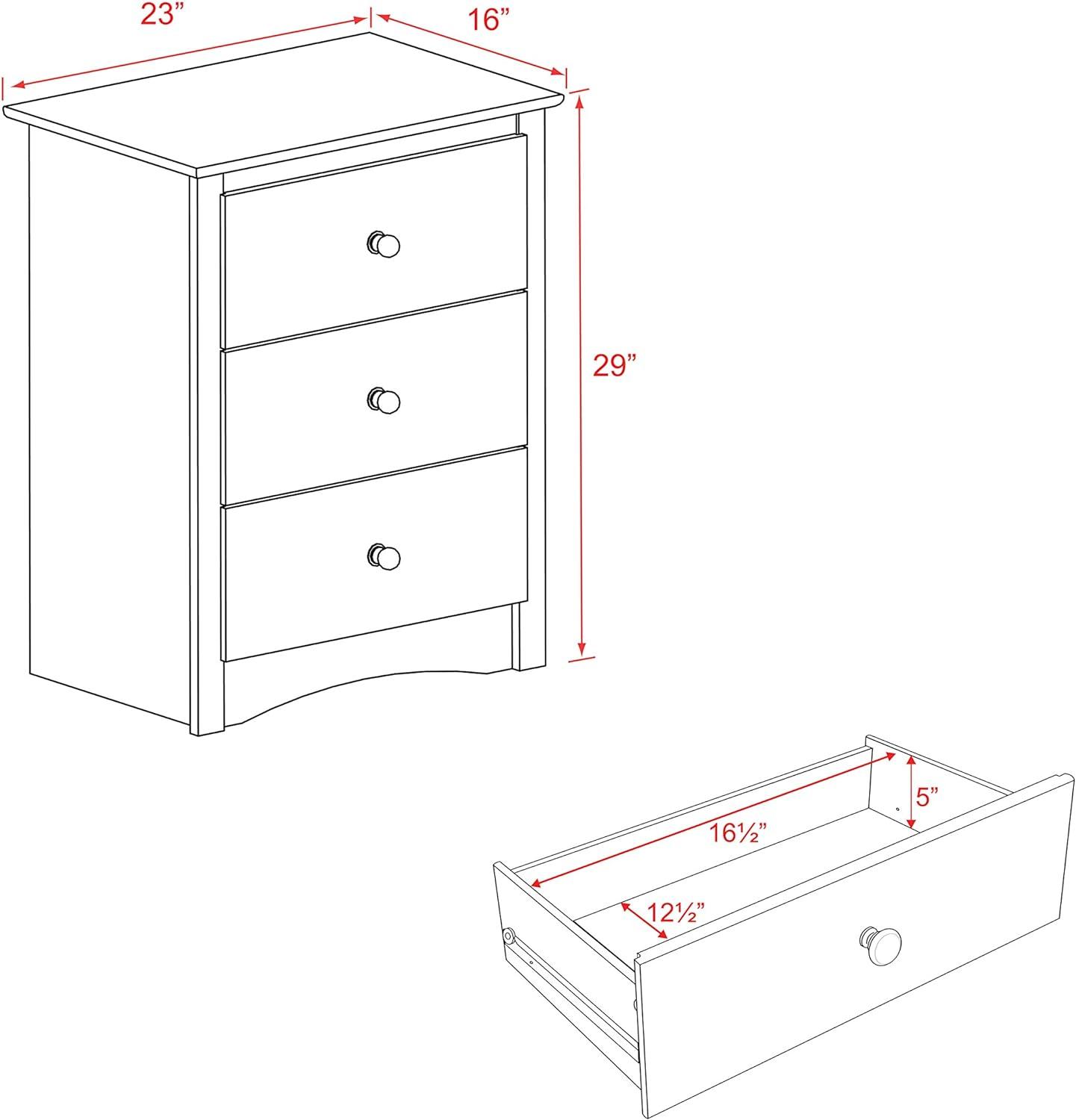 Espresso 3-Drawer Tall Nightstand with Metal Knobs