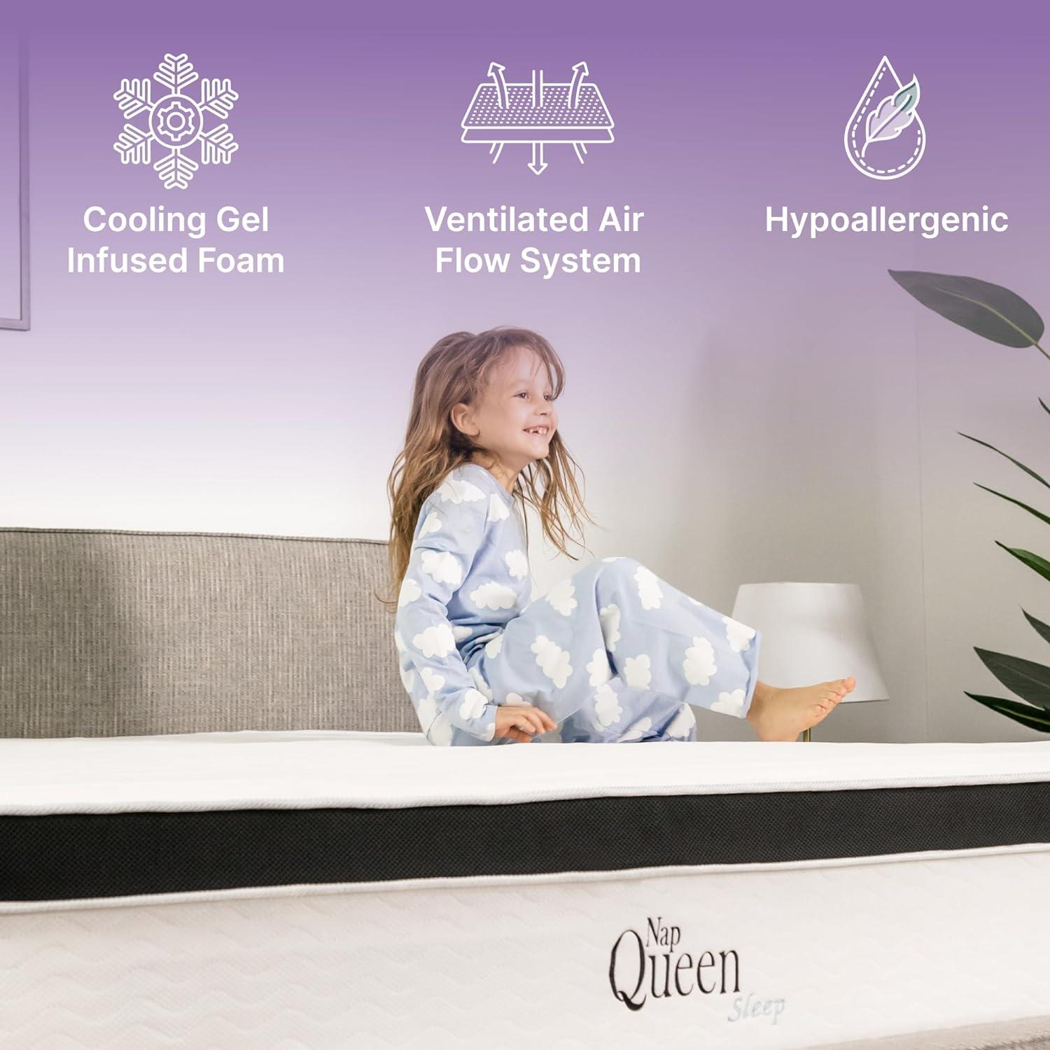 NapQueen 8" Maxima Hybrid of Innerspring and Cooling Gel Memory Foam Mattress