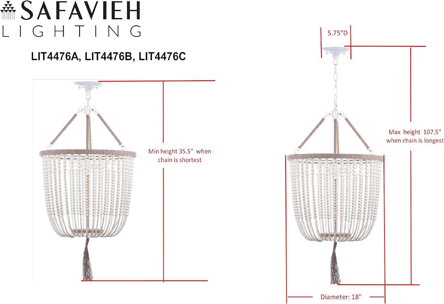 Angie 3 Light Beaded Pendant  - Safavieh