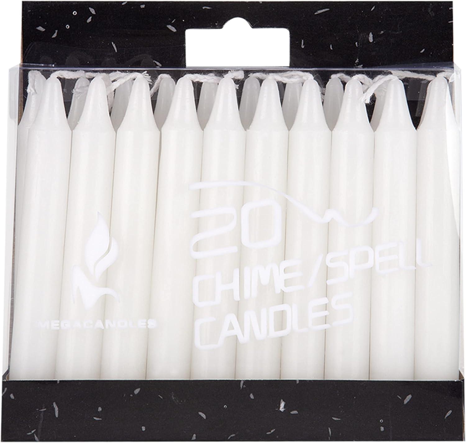 Mega Candles 20 pcs Unscented White Mini Taper Candle, 4 Inch Tall x 1/2 Inch Diameter, Great for Casting Chimes, Rituals, Spells, Vigil, Witchcraft, Wiccan Supplies, Wax Play & More