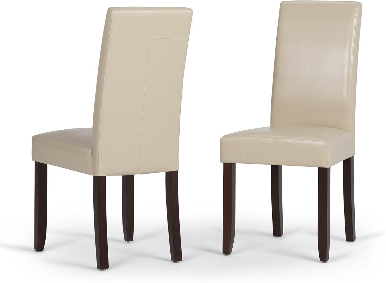 Off-White Faux Leather Upholstered Parsons Dining Chair Set