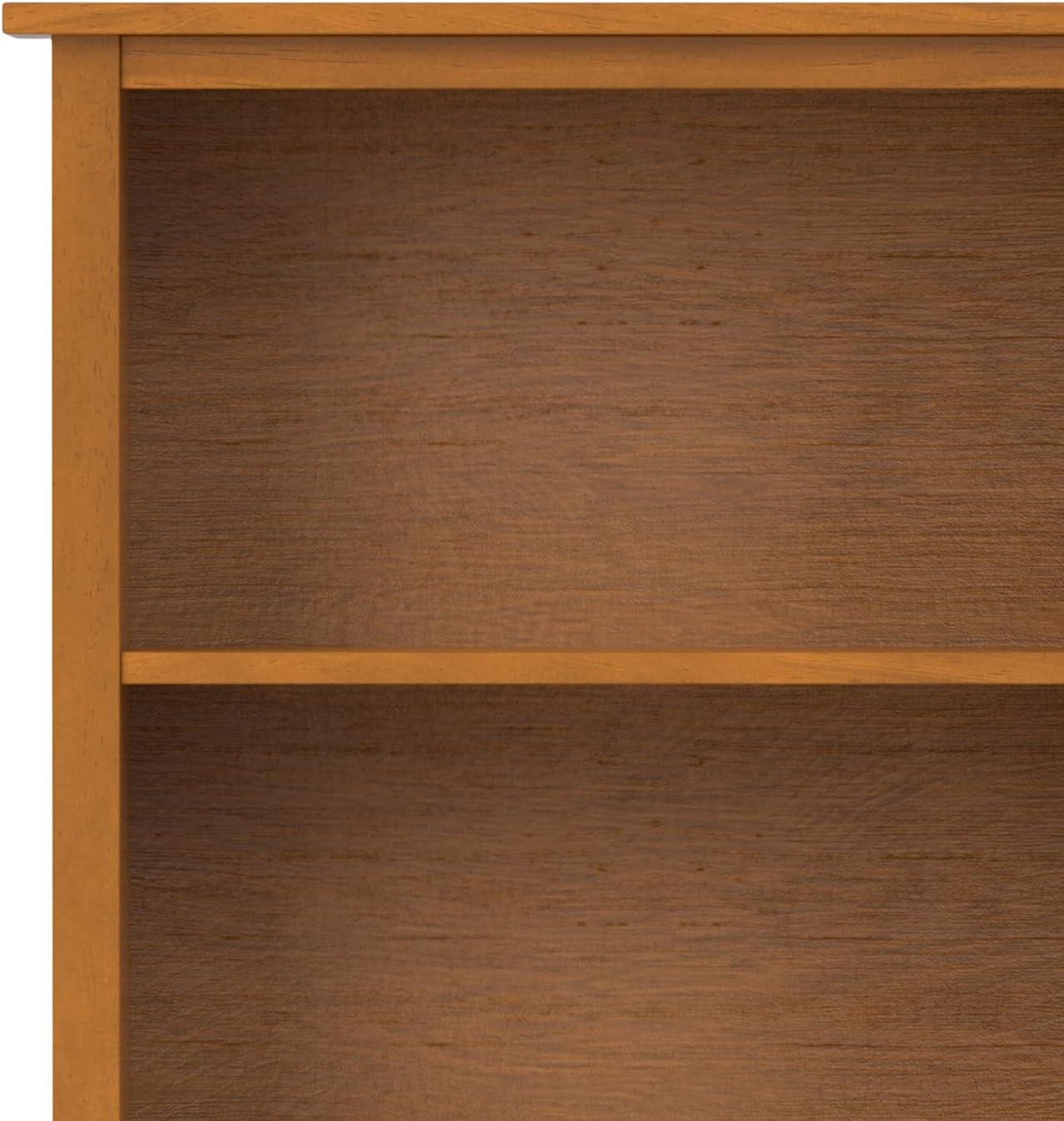 Simpli Home Warm Shaker SOLID WOOD 72 inch x 26 inch Transitional 5 Shelf Bookcase in Light Golden Brown