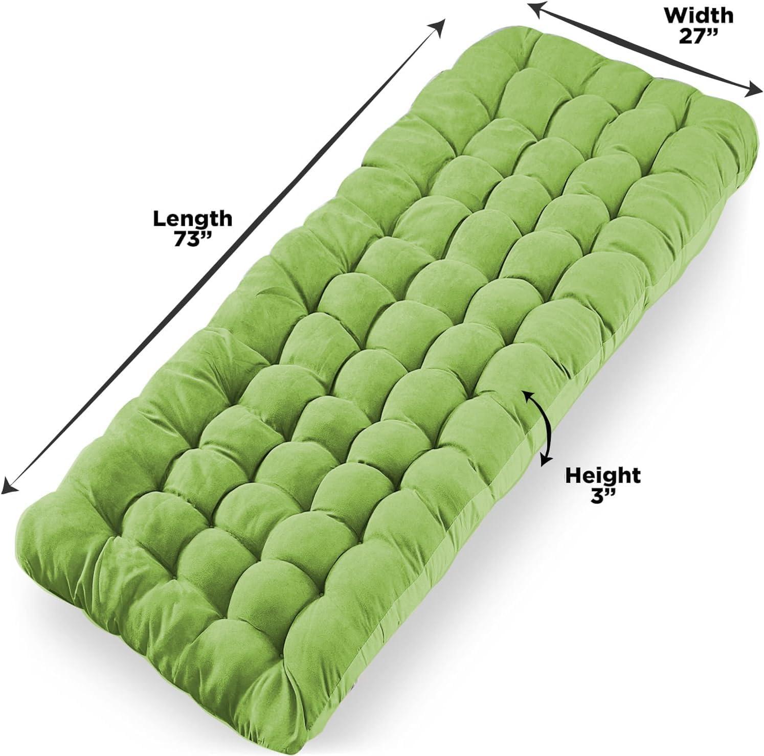 Green Cotton Outdoor Camping Cot Pad Mattress with Waterproof Bottom