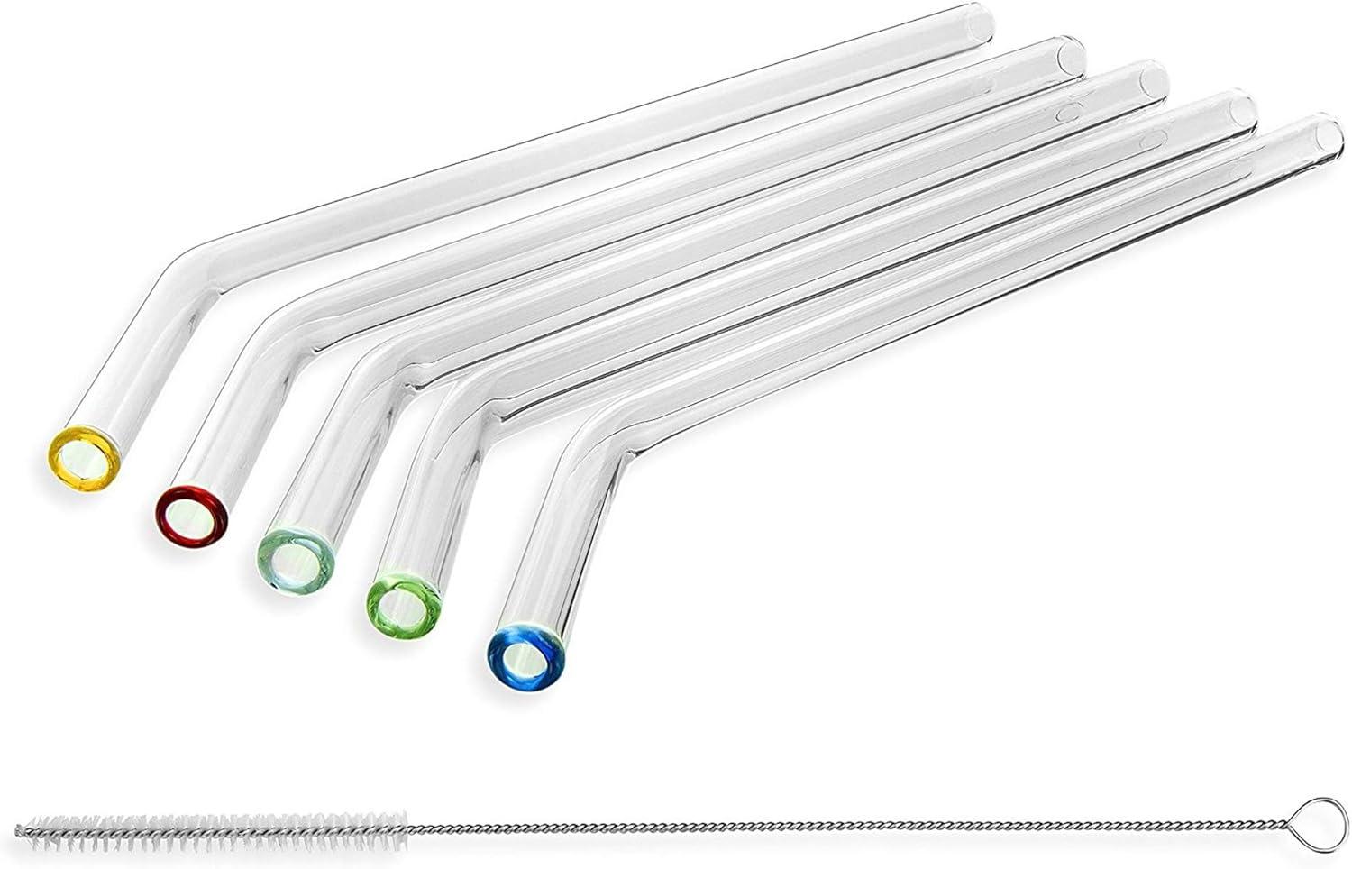 Better Houseware Glass Straws with Cleaning Brush, Set of 5