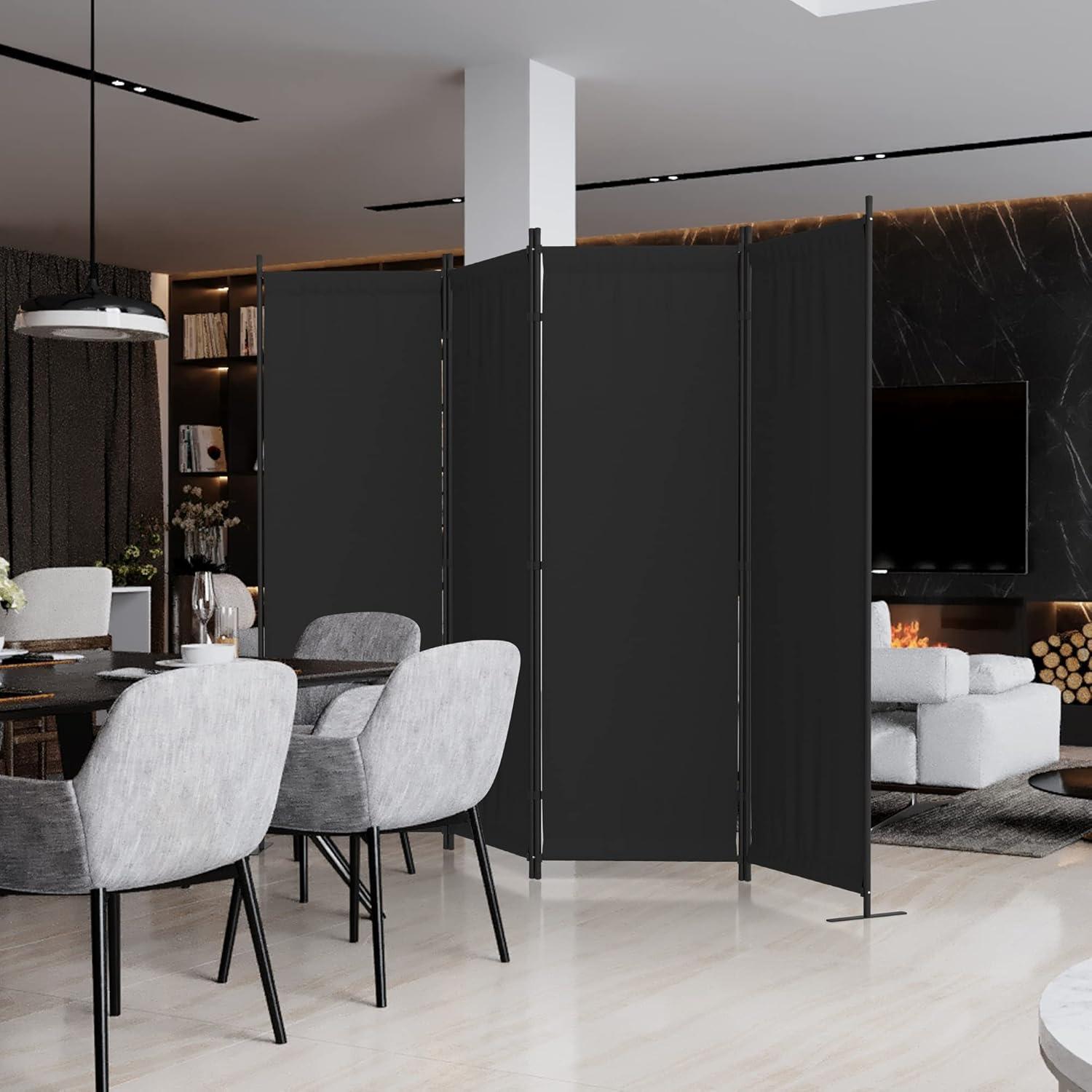 Room Divider Folding Privacy Screens 4 Panel Partitions 88" Dividers Portable Separating for Home Office Bedroom Dorm Decor (Grey)