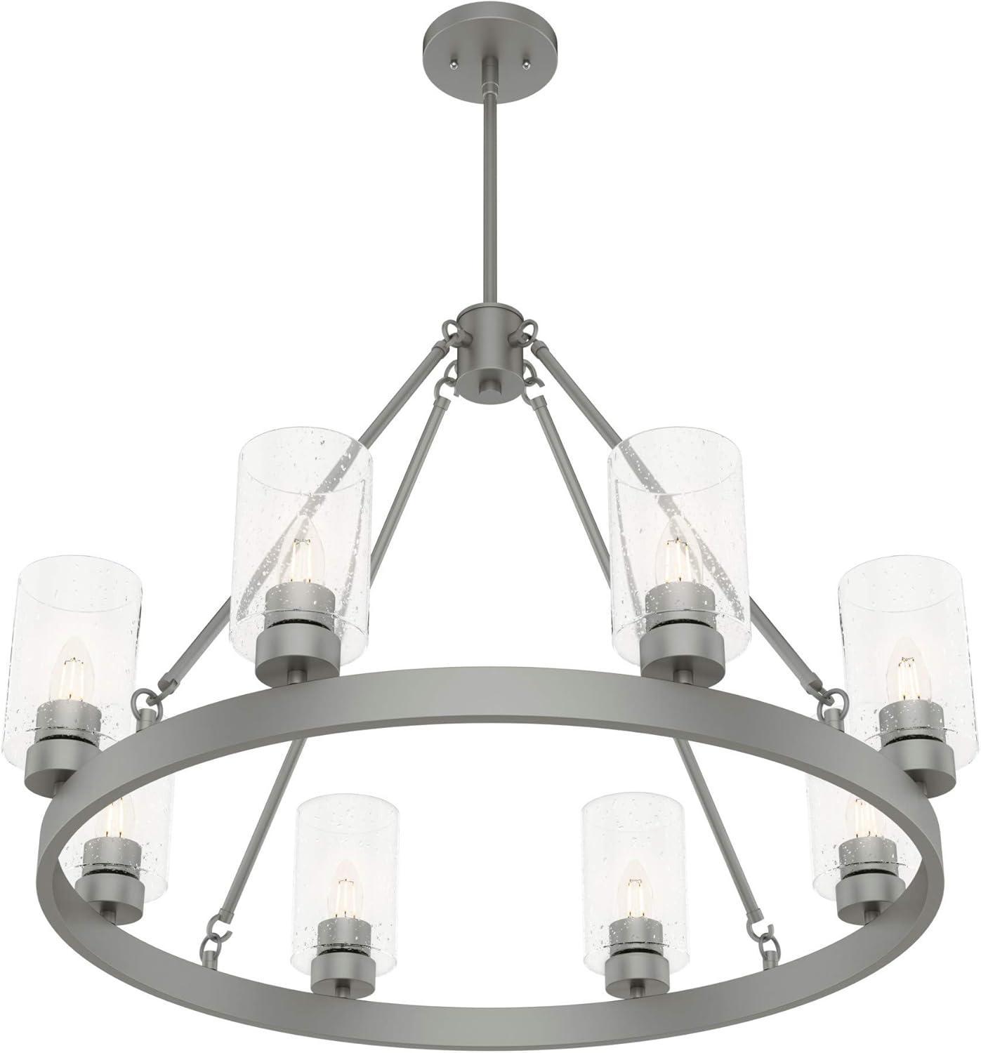 Hartland 8 - Light Candle Style Wagon Wheel Chandelier