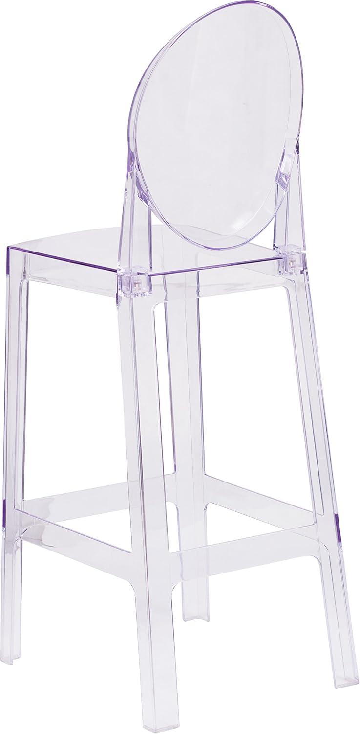 Flash Furniture Ghost Barstool with Oval Back in Transparent Crystal