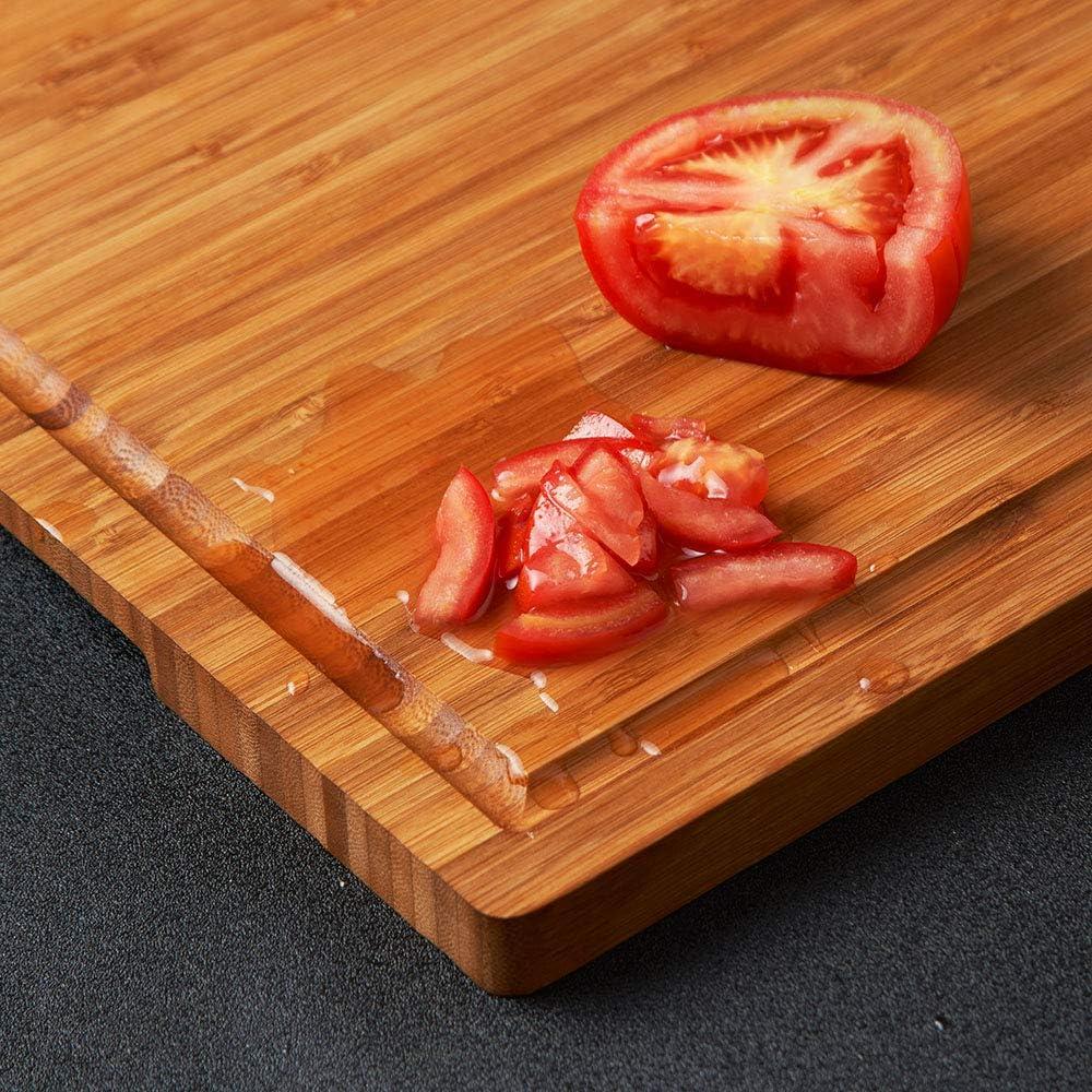 Large Bamboo Cutting Board with Juice Grooves and Handles