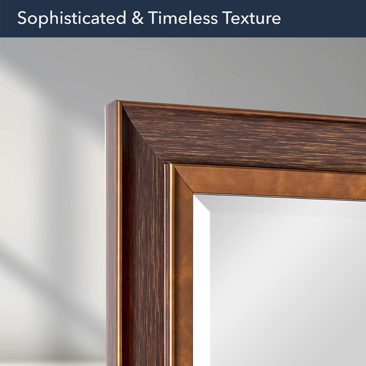 Head West Bronze & Copper Oil-Rubbed Framed Rectangle Wall Mirror with 4 D-Ring Hangers - 28" x 40"
