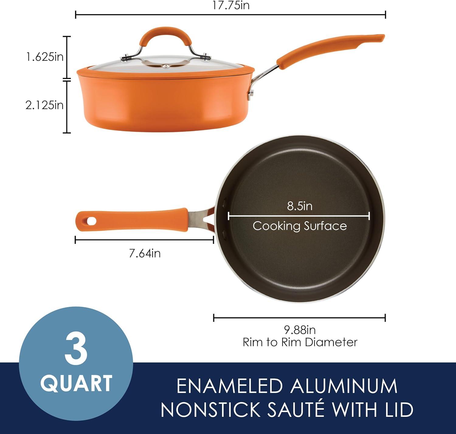 Rachael Ray Rachael Ray Cook & Create Nonstick Saute Pan With Lid, 3 Quart, Orange