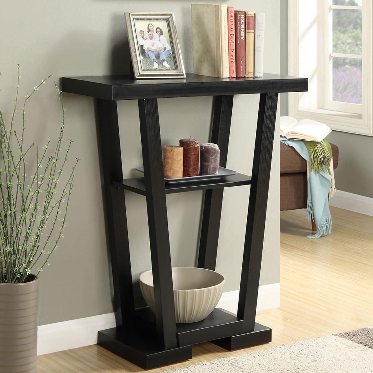 Convenience Concepts Newport V Console with Shelves, Black