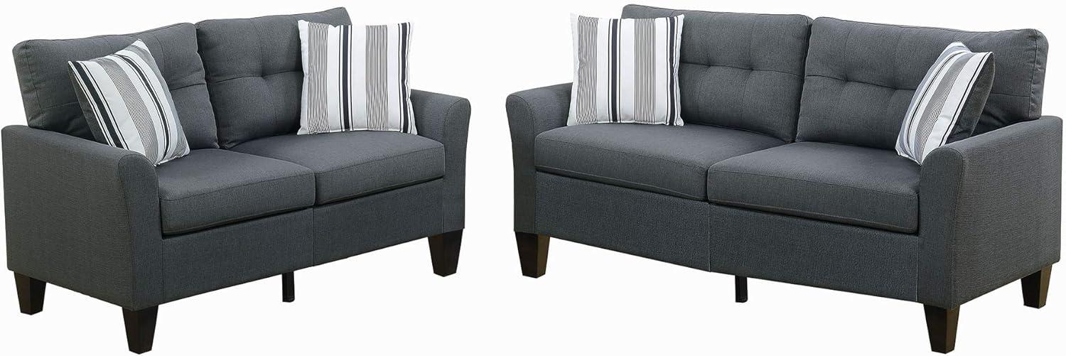 Charcoal Gray Polyfiber 2-Piece Sofa and Loveseat Set