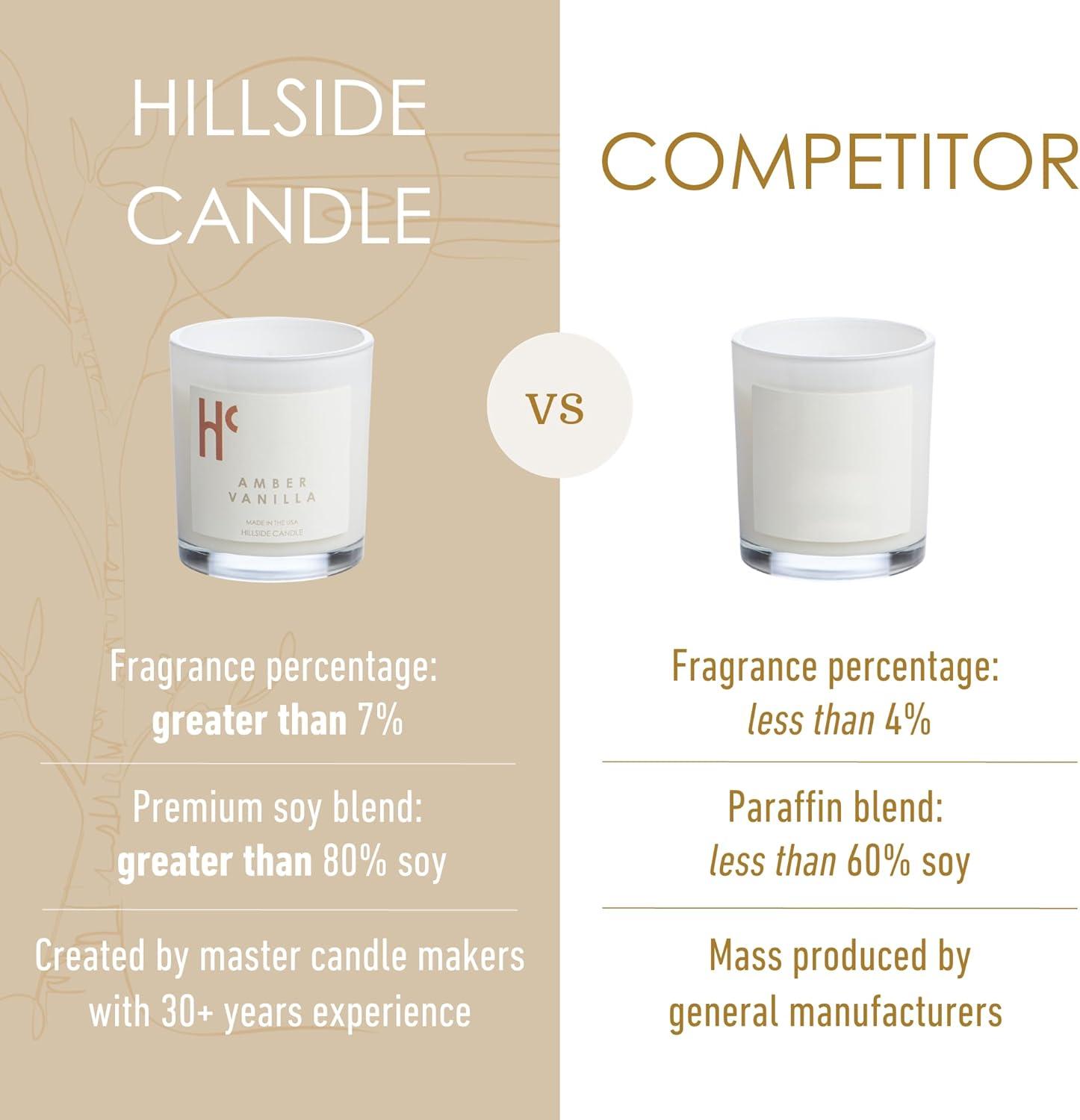 Hillside Candle "Amber Vanilla" Scented Candles, Single Wick, Luxury Candles, Scented Candles for Home ( 9 oz)