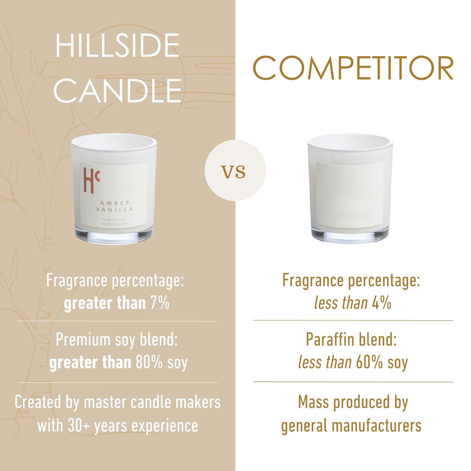 Hillside Candle "Amber Vanilla" Scented Candles, Single Wick, Luxury Candles, Scented Candles for Home ( 9 oz)