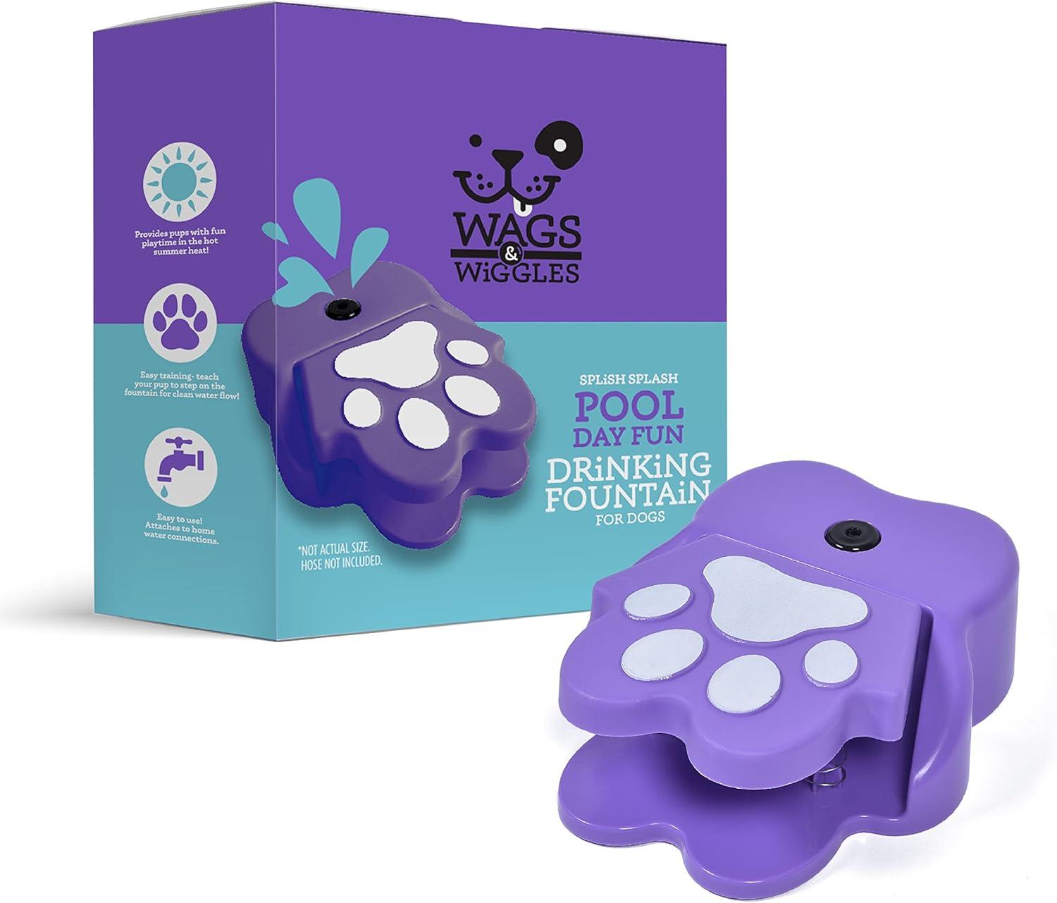 Paw-Shaped Purple Plastic Dog Drinking Fountain