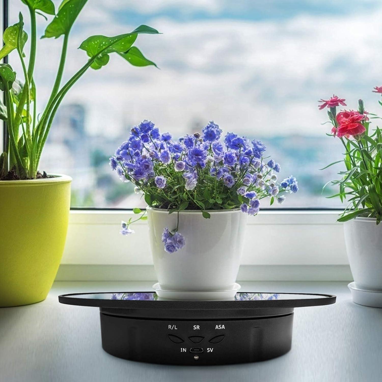 Motorized Rotating Display Stand, 7.87inch /17.6LB Load，Mirror Covered 360 Degree Turntable Display Stand for Photography Products and Shows, Max Load 8KG/ 20CM Video Show(Black)