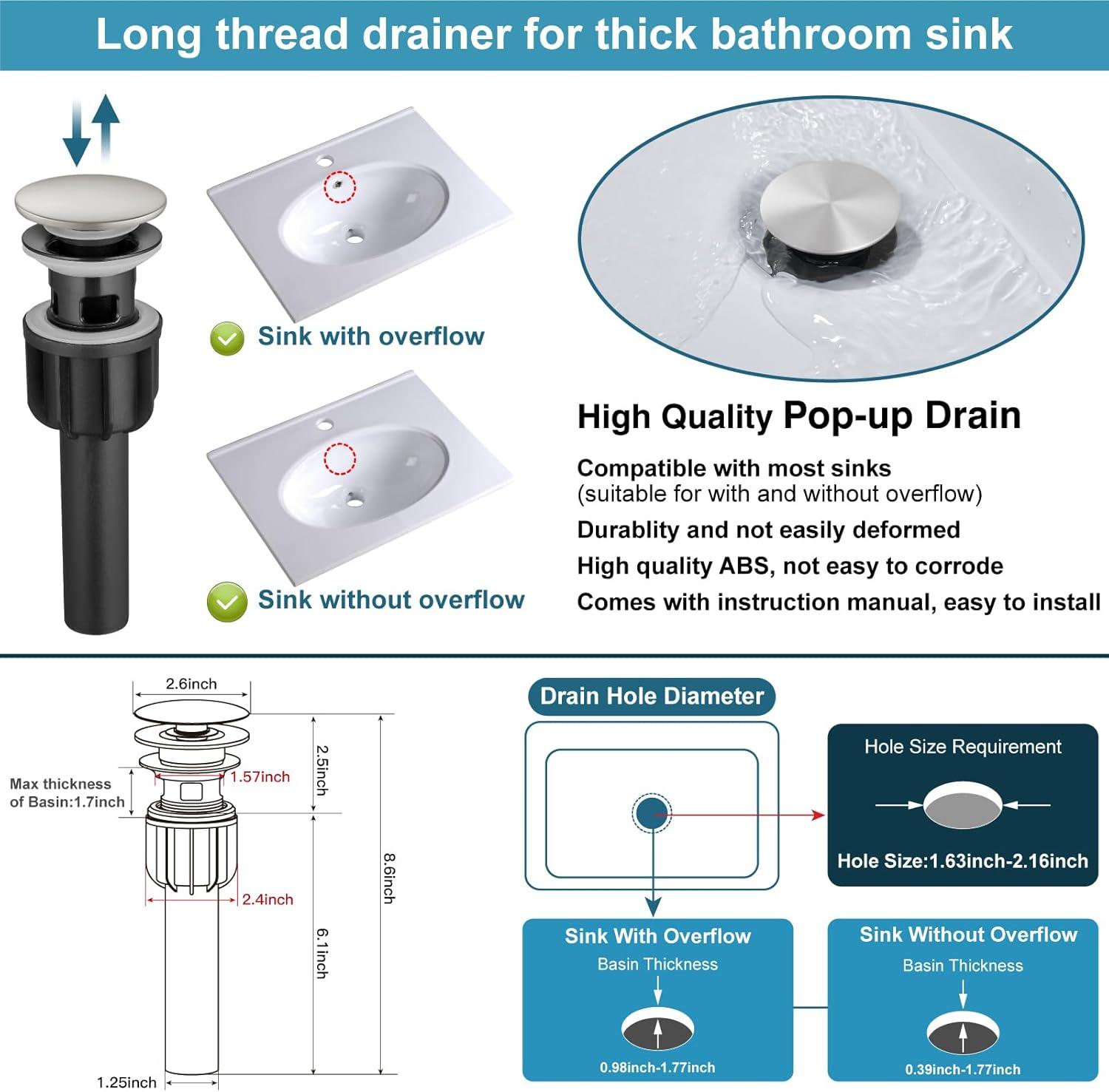 1 Single-handle Bathroom Faucet with Drain Assembly