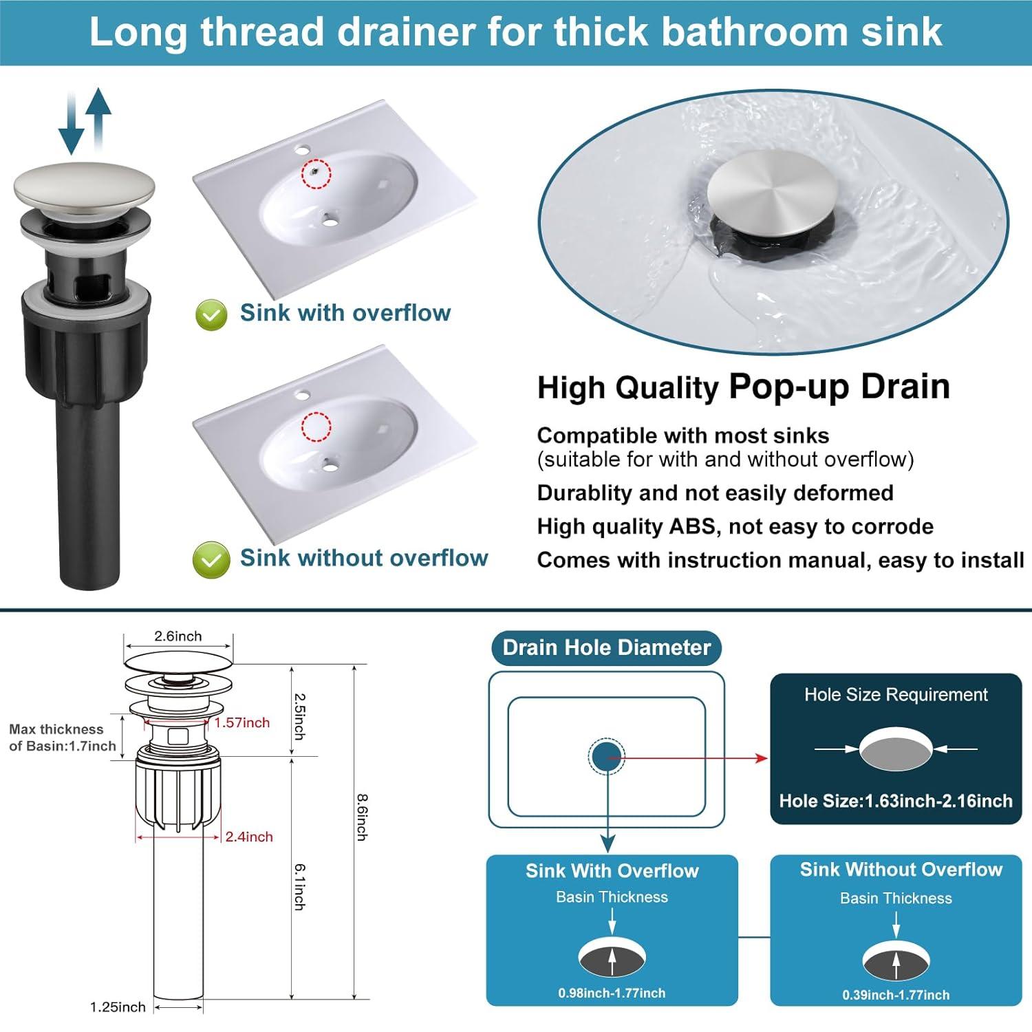 1 Single-handle Bathroom Faucet with Drain Assembly