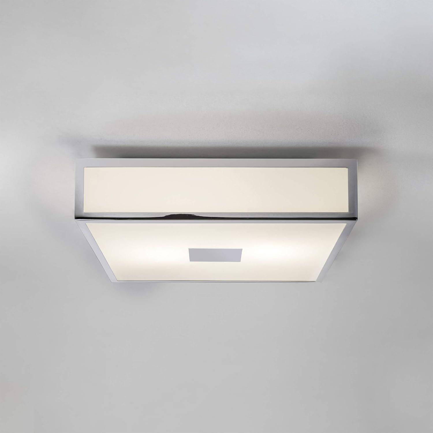 Elegant Square Polished Chrome Ceiling Light with Frosted Glass