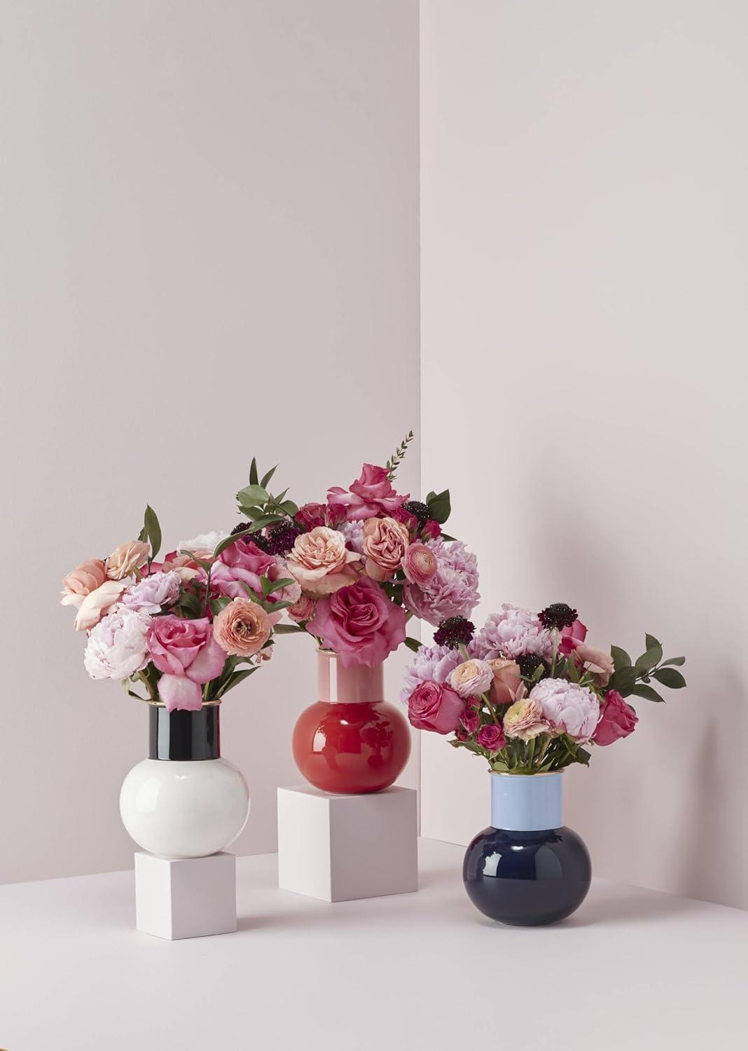 White and Black Porcelain Colorblocked Bouquet Vase