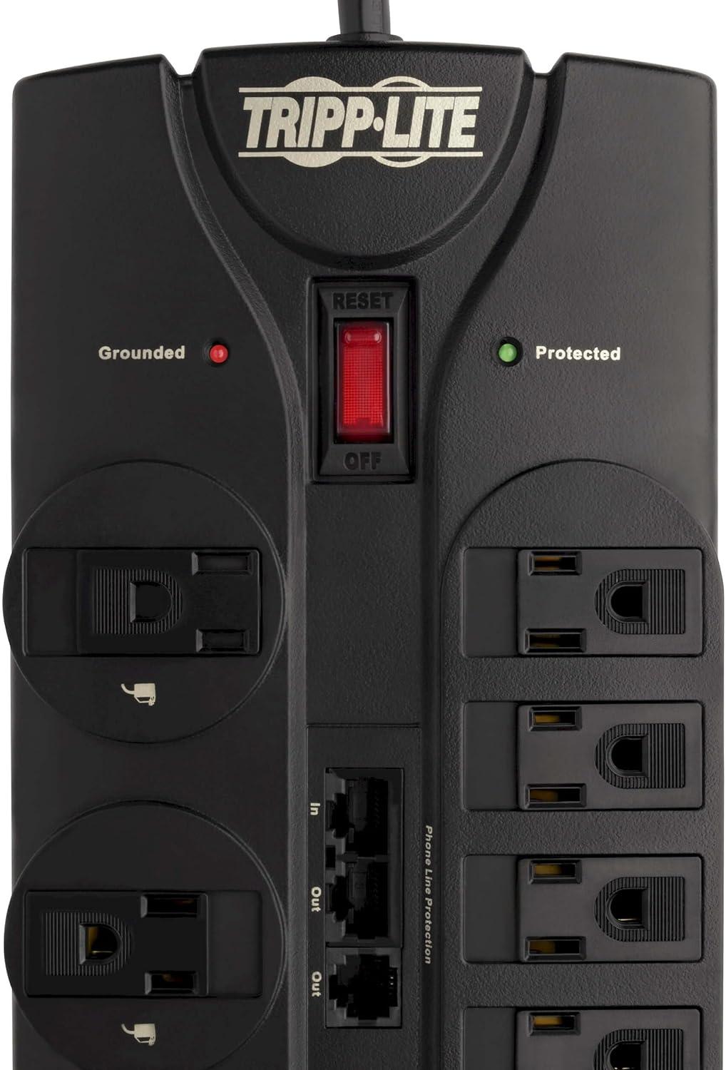 Tripp Lite 12-Outlet Black Surge Protector with Alarm and Data Line Protection