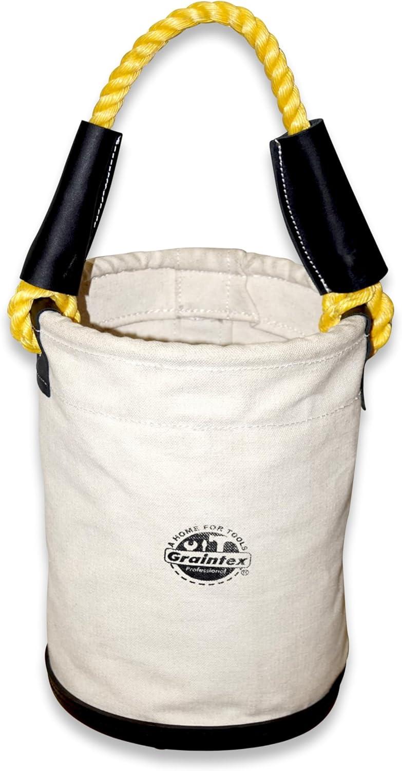 Graintex CB2296 Utility Canvas Bucket Plastic Bottom 15" X 10" Rope Handle