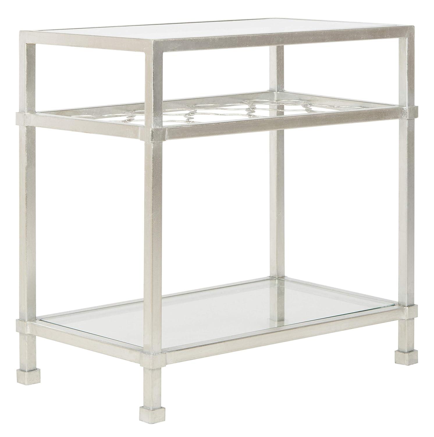 Hanzel Gold Leaf Glass Side Table - AMH8312A - Gold/Glass - Safavieh Couture